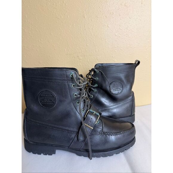 Polo Ralph Lauren Polo Country Black Leather Lace-Up Buckle Boots Mens Size 11 main image 4